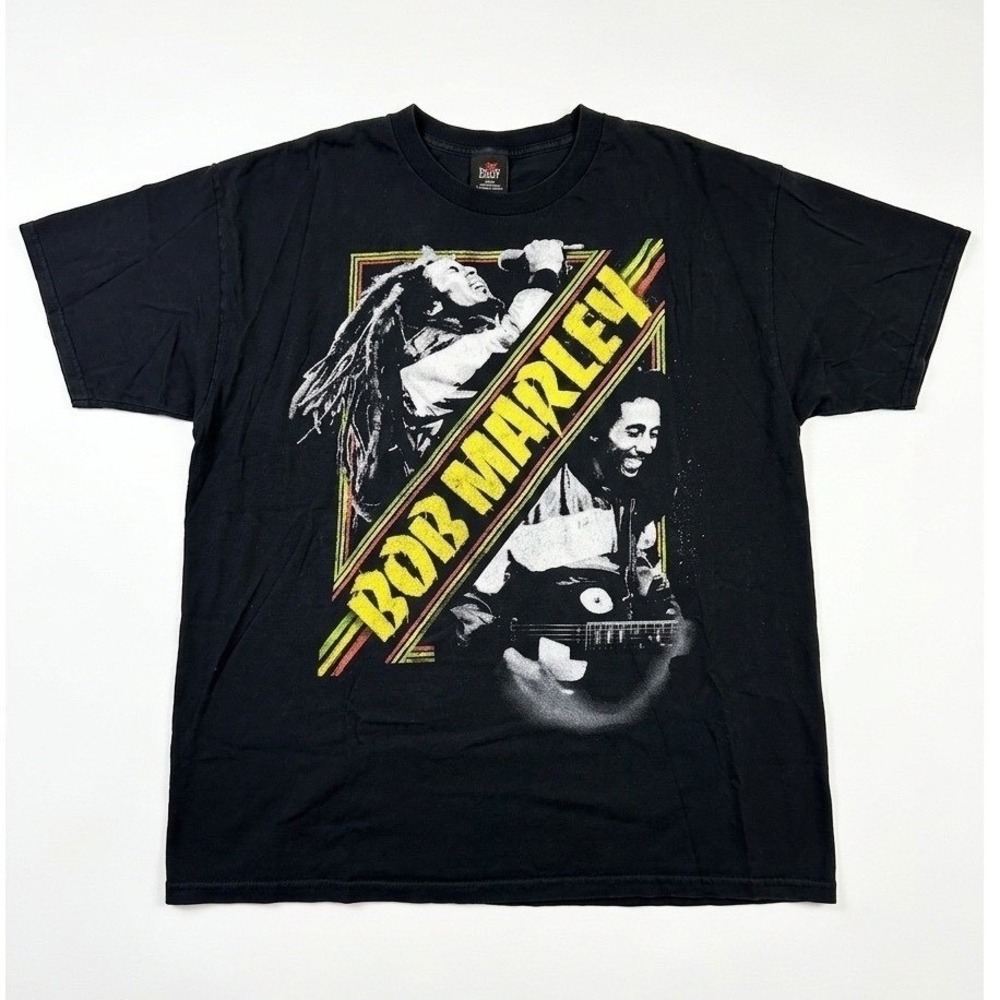 Bob Marley Zion Rootswear Reggae Graphic T Shirt Tee‎ 2XL Blk Streetwear Boho